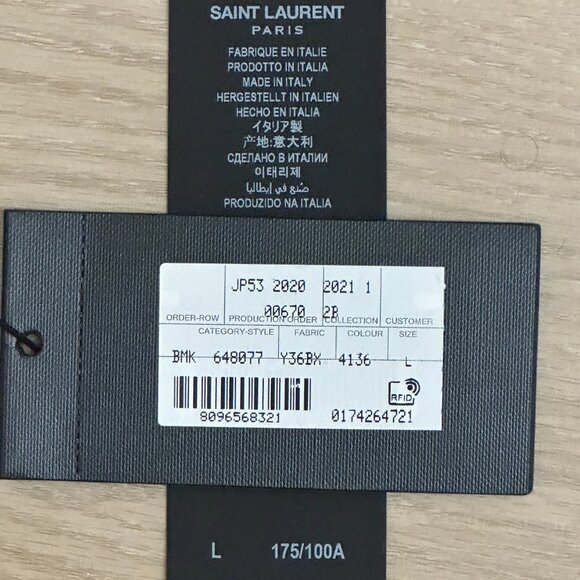 Saint Laurent Blue And Dark Blue Striped Linen Monogram T-Shirt - Picture 4 of 4